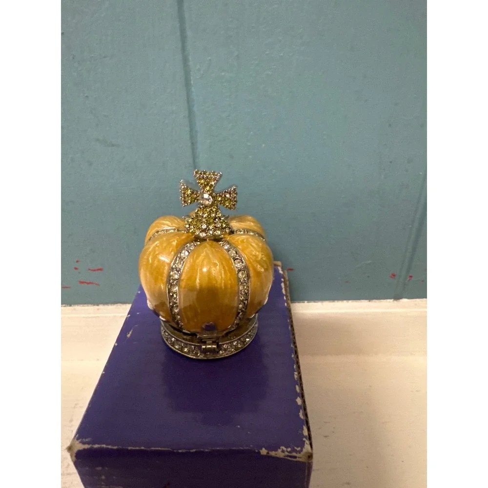 Crown Trinket Box Small Jewelry Holder Decorative‎ Keepsake Organizer